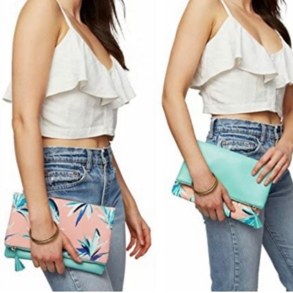 Rachel Pally tropical reversible fold over clutch